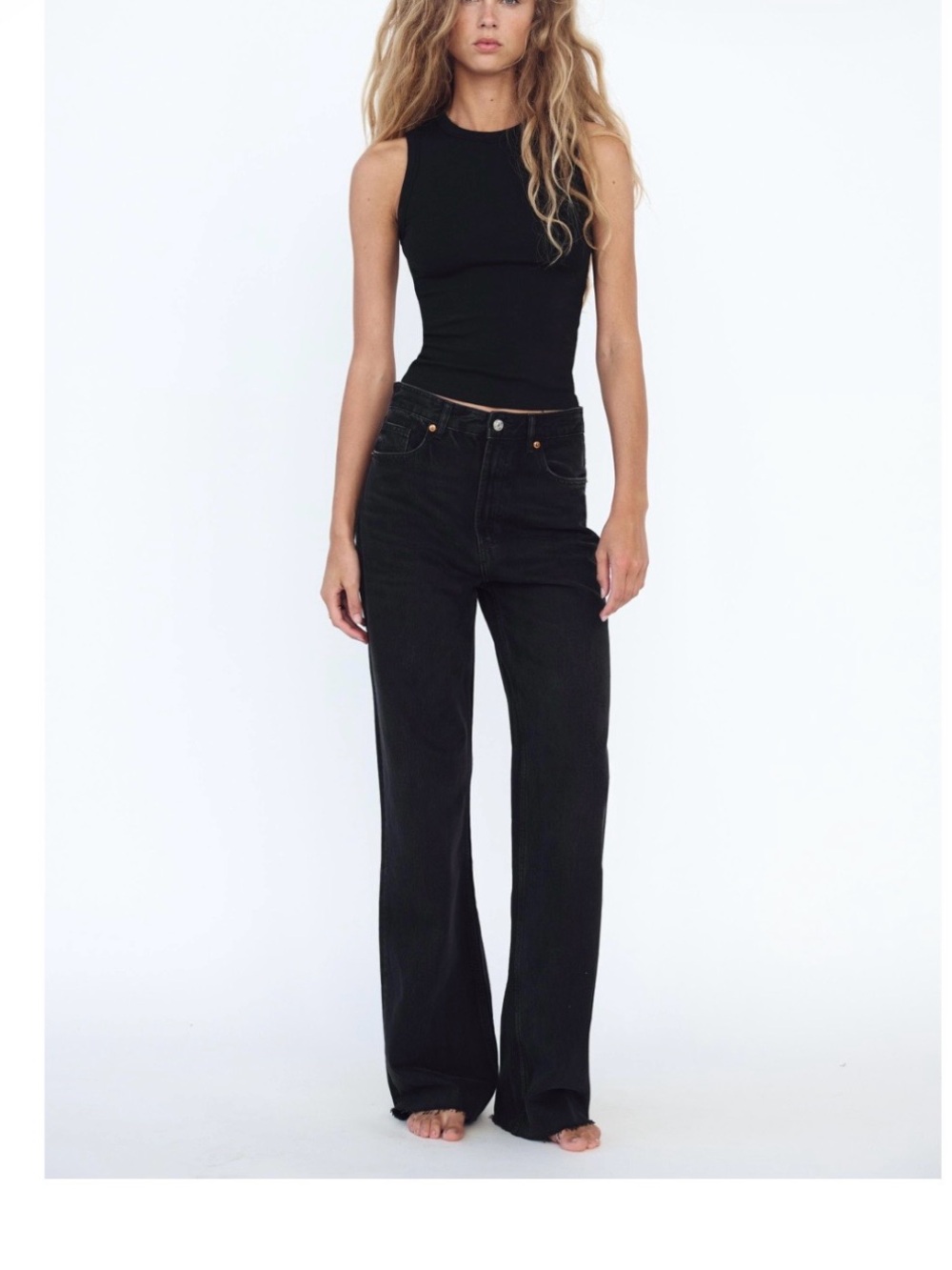 Zara High-Rise Black Wide-Leg Women’s Jeans